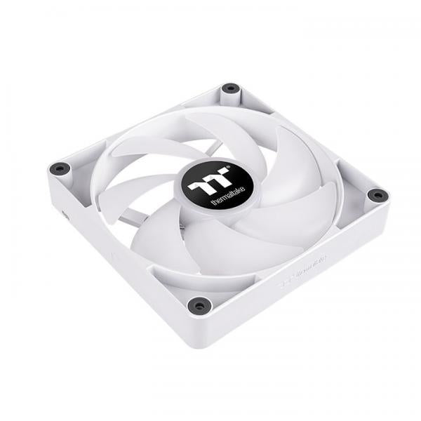 White Thermaltake 120mm PC case fan for cooling, compatible with IT hardware setups