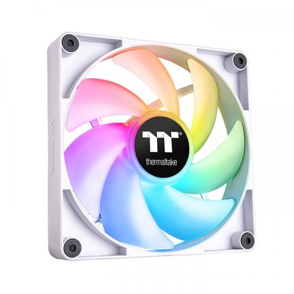 Thermaltake RGB case fan with vibrant multicolor lighting for PC cooling