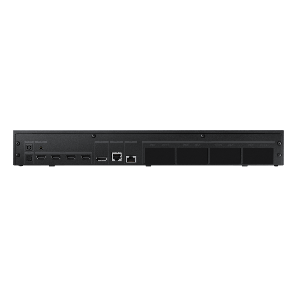 Black IT device rear panel with HDMI, USB, and Ethernet ports for business hardware solutions