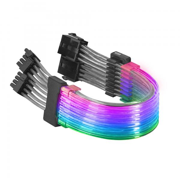RGB LED cable kit with multi-colored lighting and black connectors for PC power supply