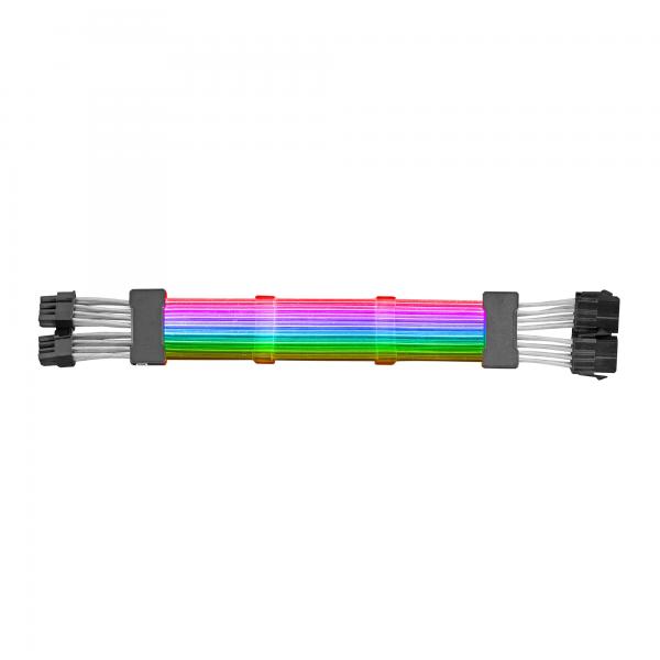 RGB LED strip cable with multi-colored lighting and black connectors for PC power supply