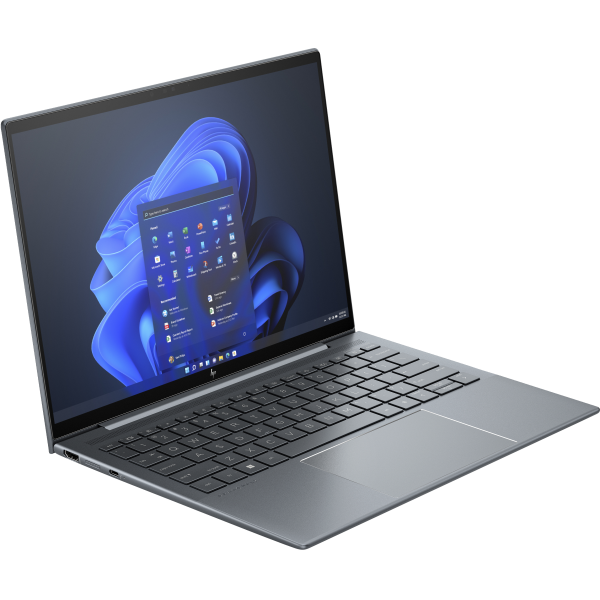 HP laptop with Windows 11 interface, sleek design for business and IT professionals