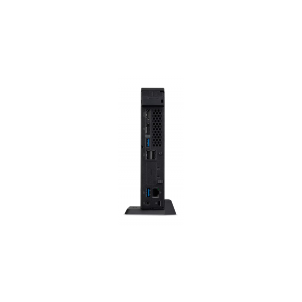 Compact black mini PC with USB ports and Ethernet, ideal for business IT setups