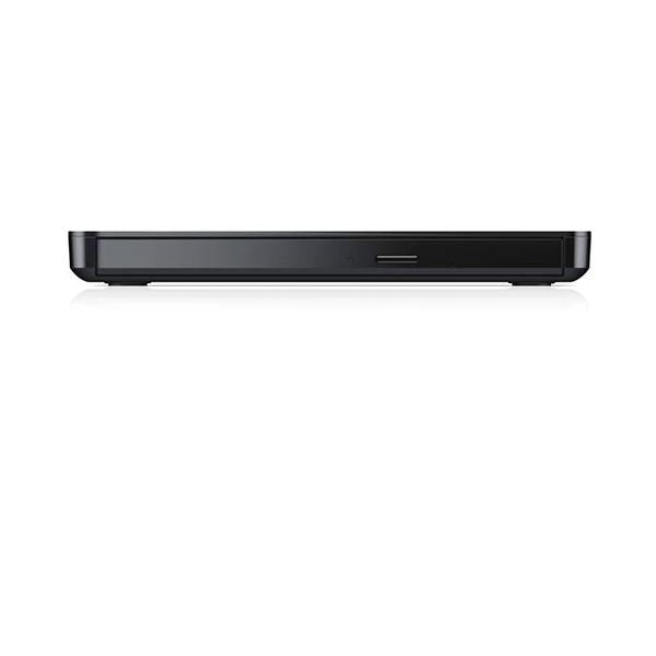 Black external DVD drive for laptops and desktops, compact design, USB connectivity