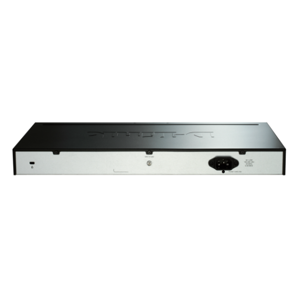 D-Link network switch with power port and status indicators, ideal for business IT infrastructure