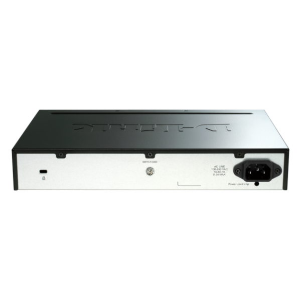 D-Link network switch with power port and reset button, ideal for business IT setups