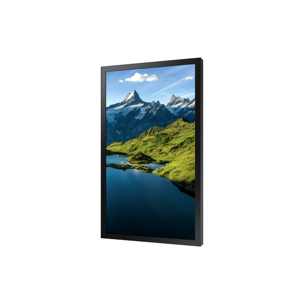 Large digital signage display showing mountain landscape, ideal for retail or corporate use