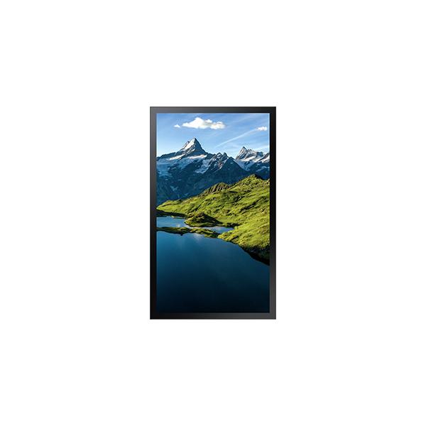 Slim bezel monitor displaying vibrant mountain lake landscape, ideal for business and retail IT setups