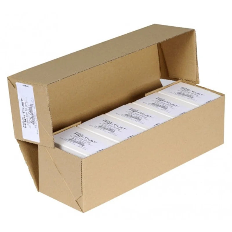 Open cardboard box with multiple white ProTrust IT hardware packages inside, ideal for businesses and resellers.