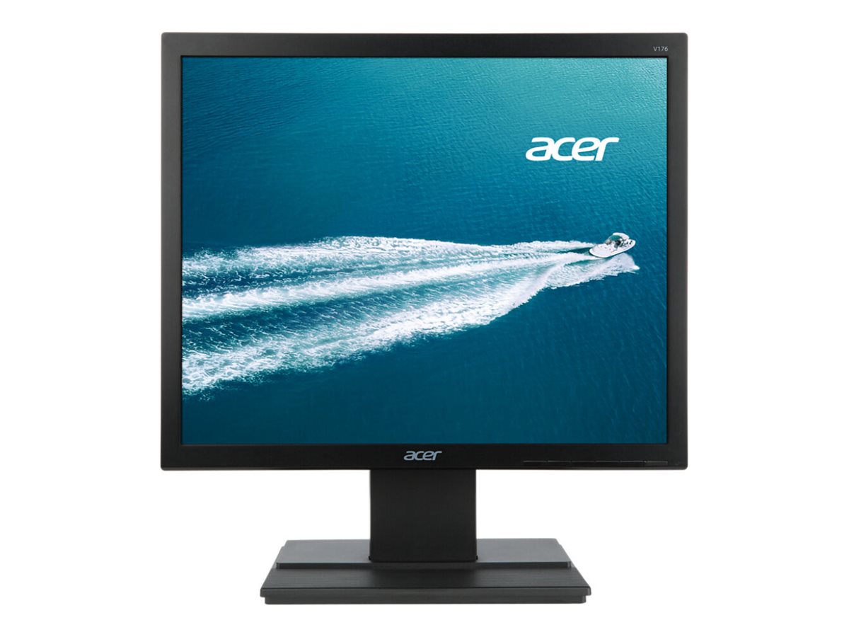 Acer V176 computer monitor displaying a speedboat on blue water, ideal for business IT setups.