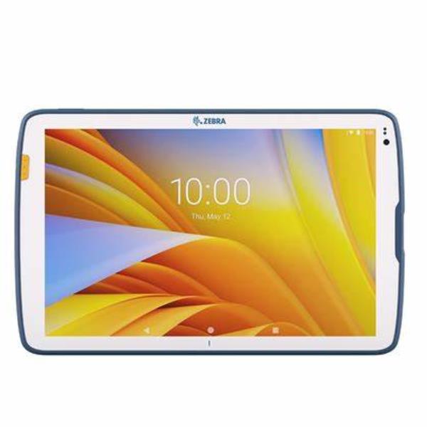 Zebra tablet with colorful display, showing time and date, ideal for business use