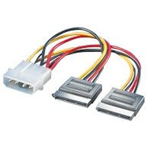 SATA power splitter cable with 4-pin Molex to dual SATA connectors for PC hardware