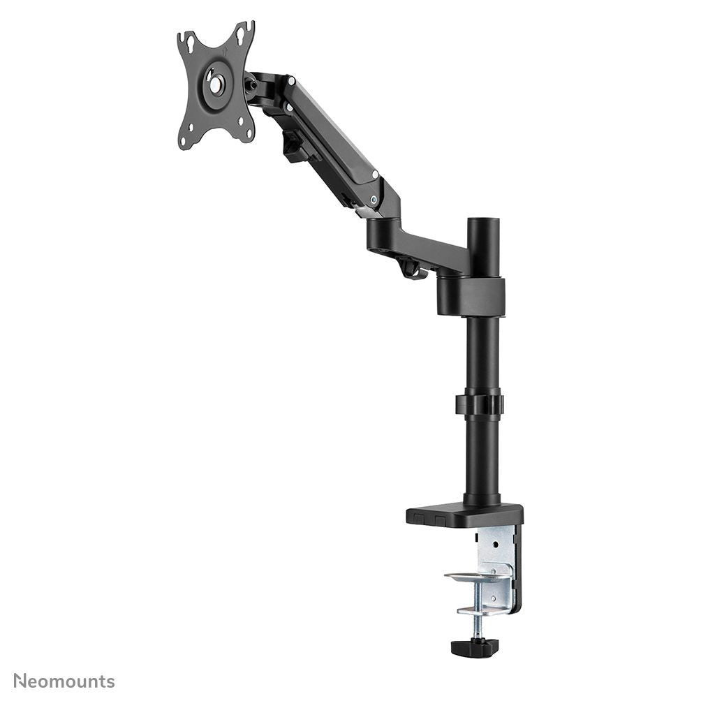 Adjustable black monitor arm with clamp mount for ergonomic desk setup
