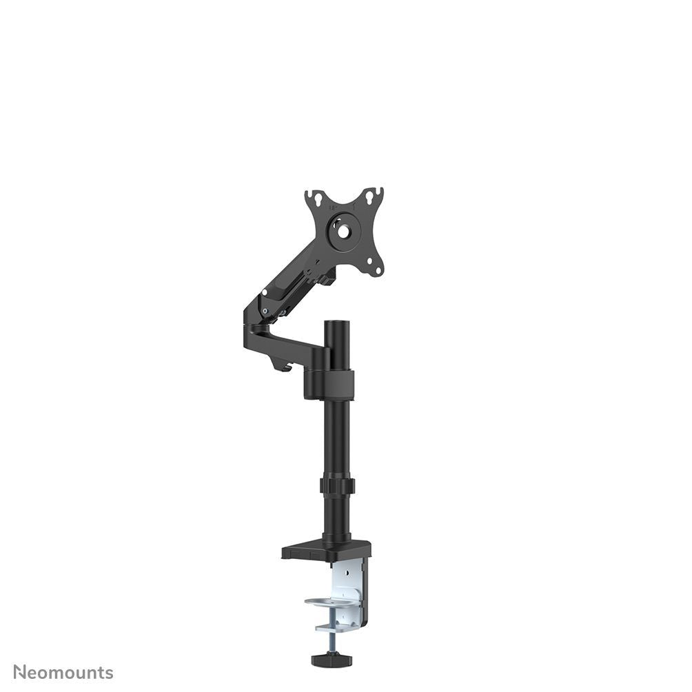 Adjustable black monitor arm with clamp mount for desk, ergonomic display stand