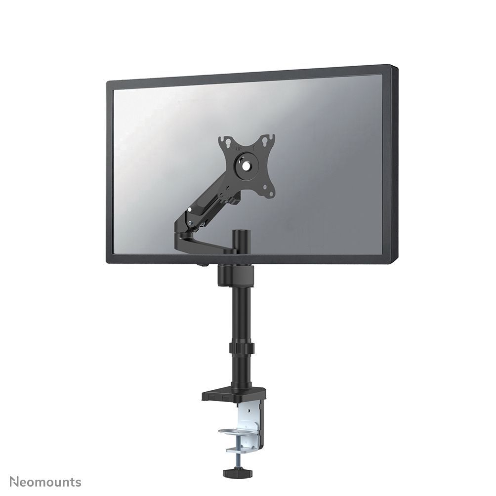 Adjustable black monitor arm with clamp mount for ergonomic desk setup