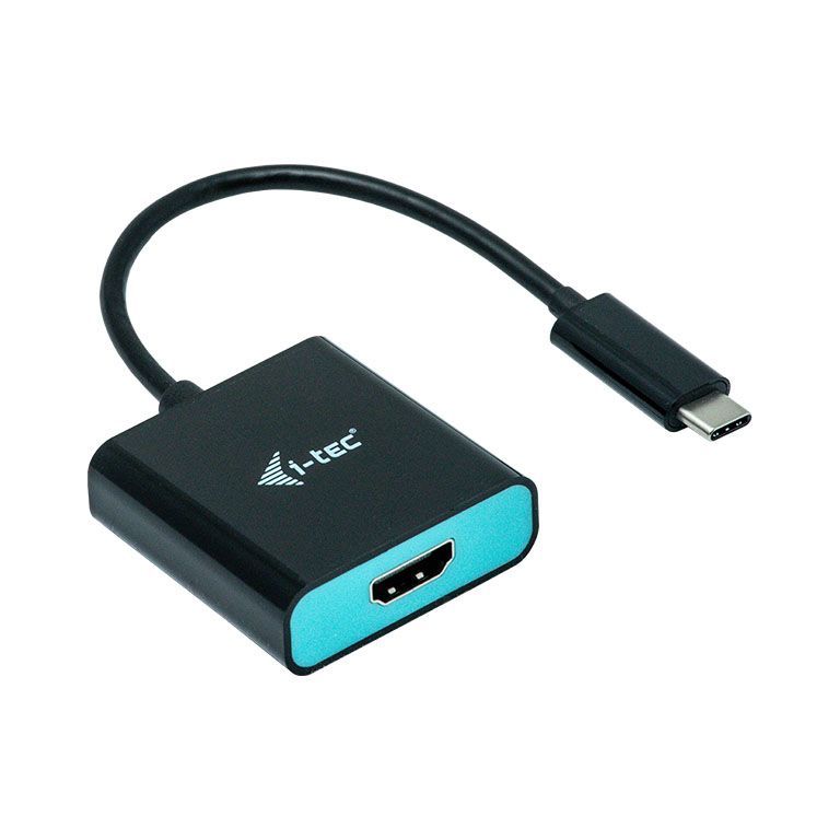 i-tec USB-C to HDMI adapter for laptops and monitors, compact black and teal design