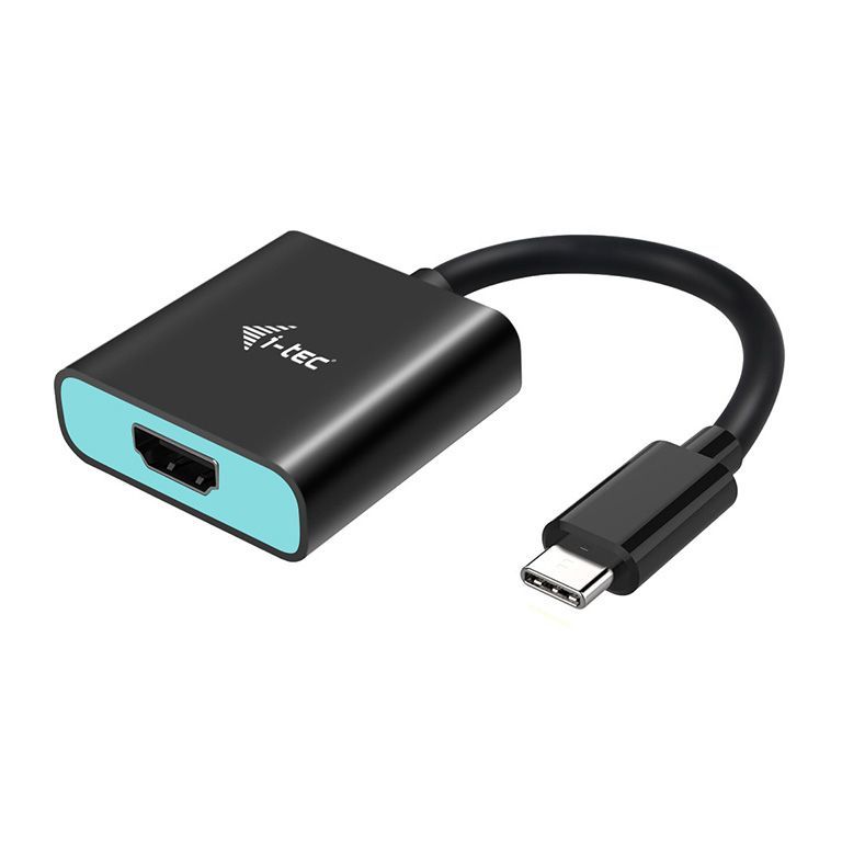 USB-C to HDMI adapter with black housing and blue accent, ideal for connecting laptops to displays