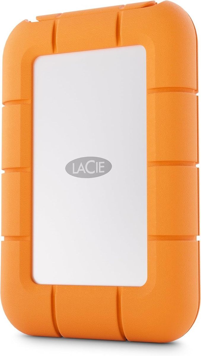 Orange LaCie rugged external hard drive for business IT storage solutions