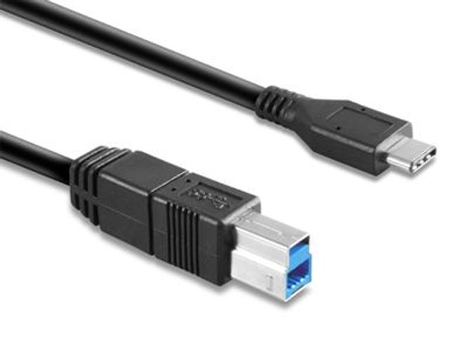 USB 3.0 cable with Type-A and Type-C connectors, black, for data transfer and charging