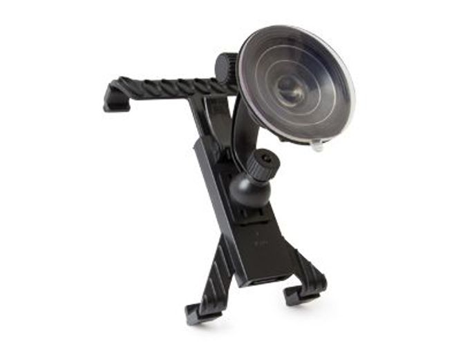 Black adjustable car phone mount with suction cup, ideal for dash or windshield use