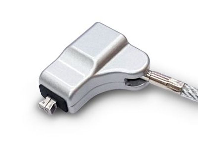 Silver USB to serial adapter cable for IT hardware connectivity