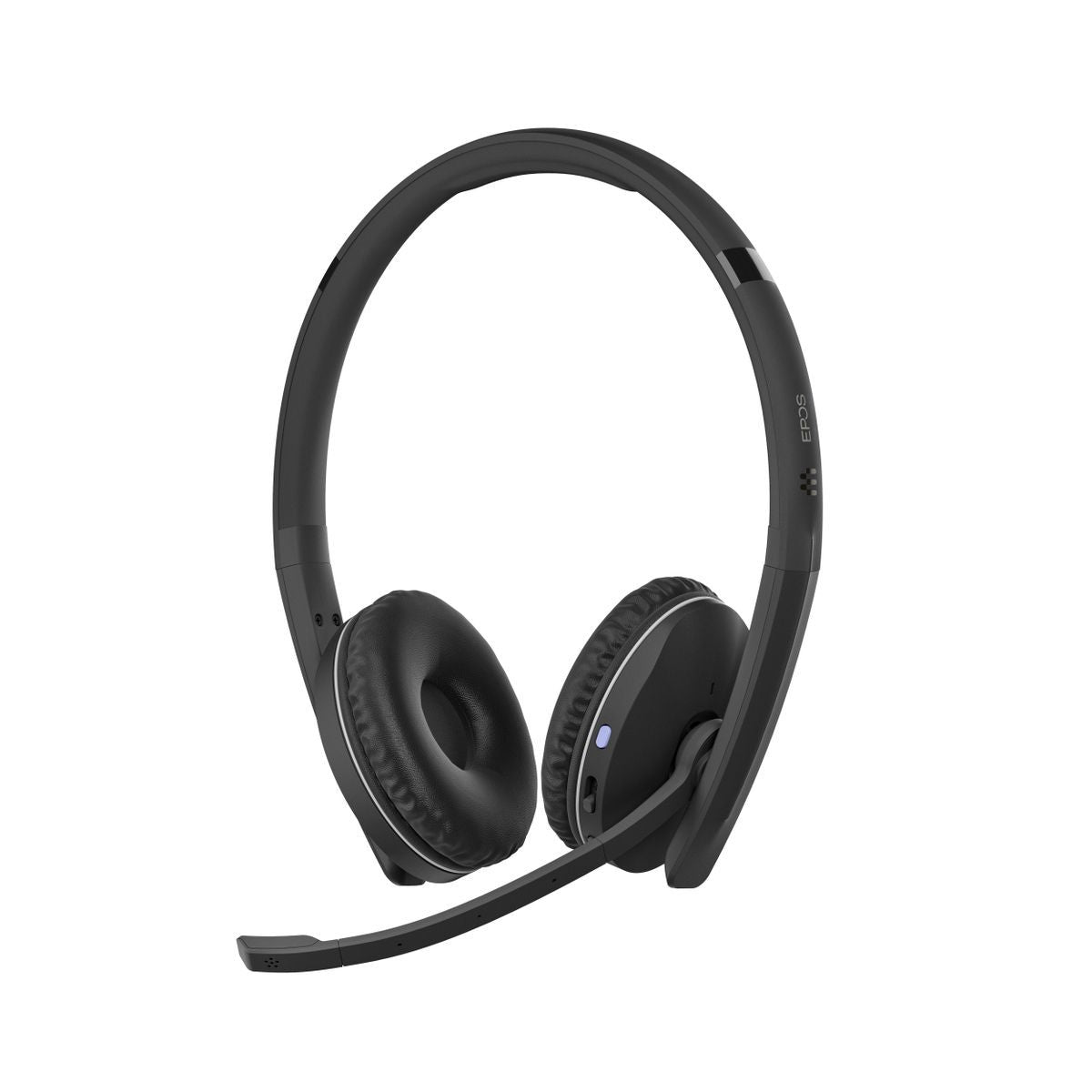 Black wireless headset with microphone for business calls and IT support