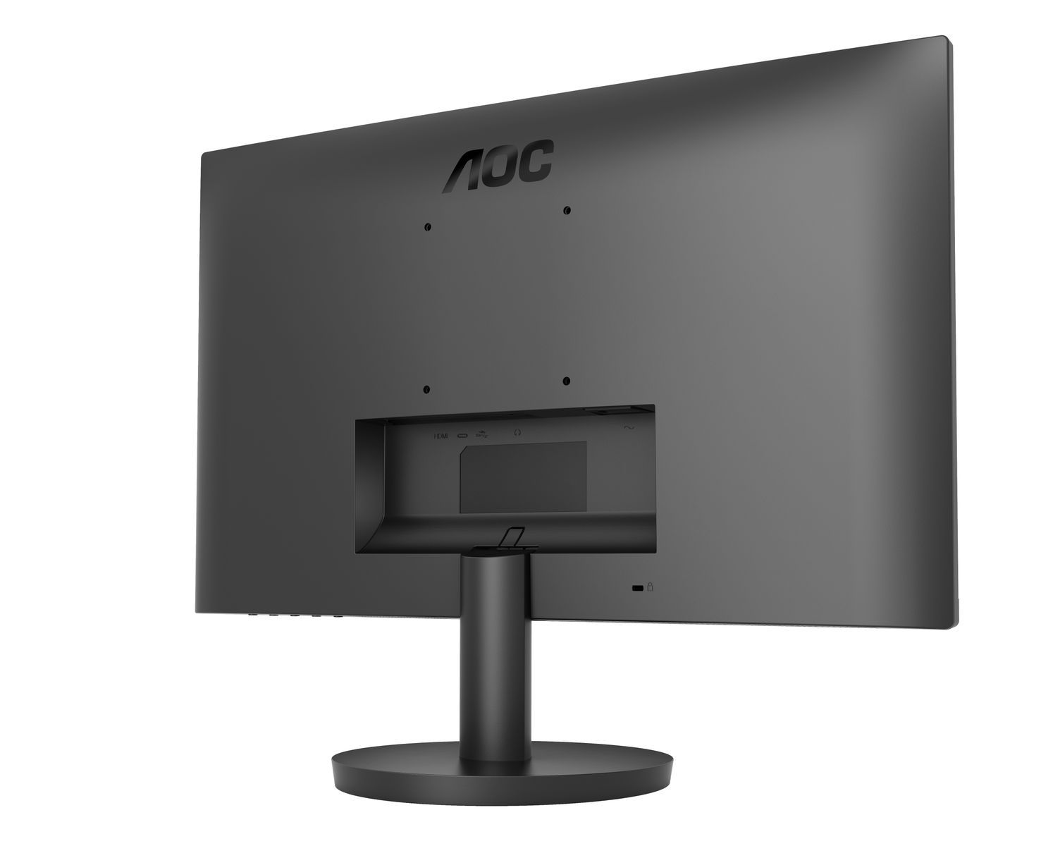 AOC monitor back view with HDMI ports and stand, ideal for business IT setups