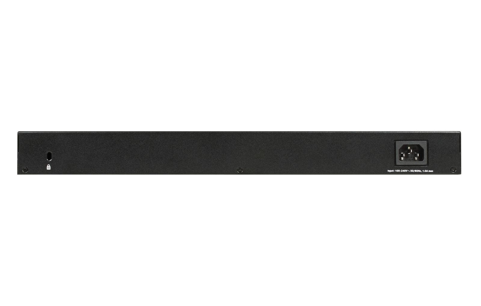 Black 1U rackmount power strip with IEC C14 input, 100-240V, for IT server racks and data centers