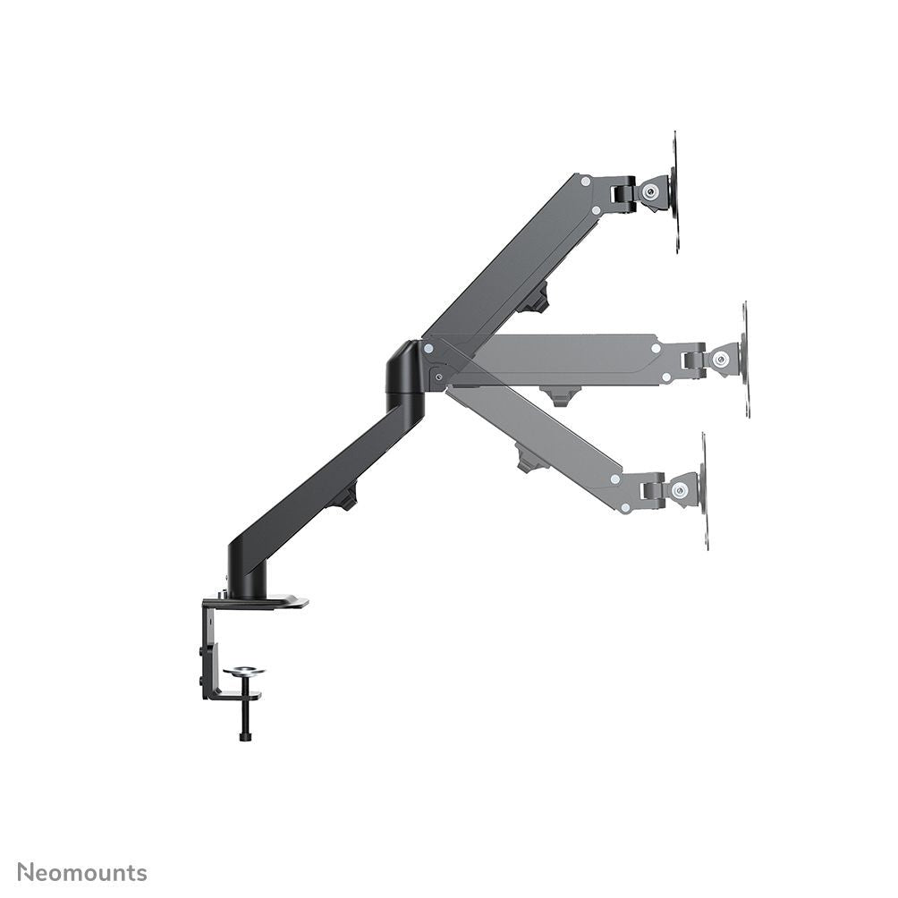 Adjustable triple monitor arm mount for ergonomic desk setup, compatible with VESA displays