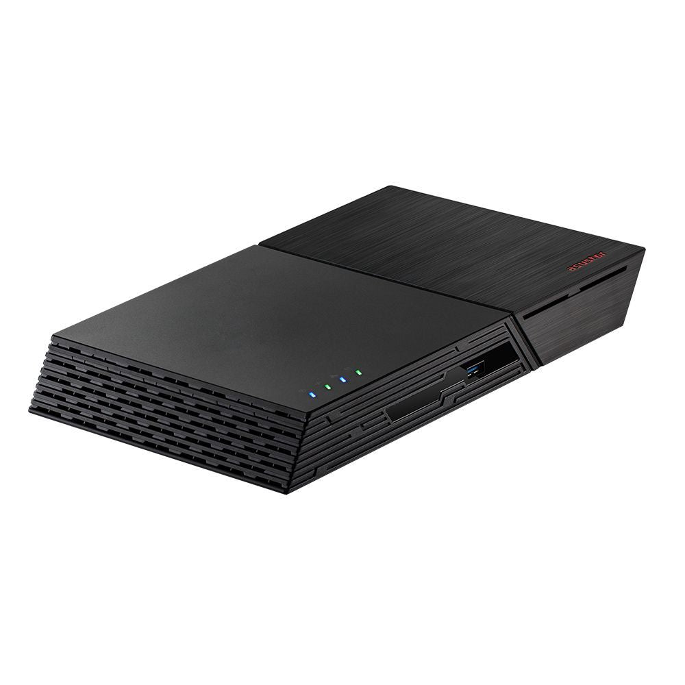 Black mini PC with USB ports and LED indicators, ideal for business IT hardware solutions