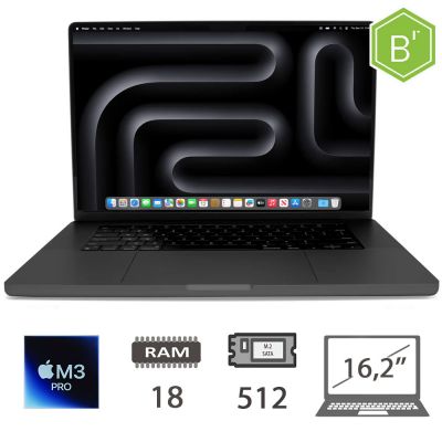 MBP 16,2 (2023)M3 PRO-12C/18/512/18C GPU/SB/2Y - B [009627PCR-EU]