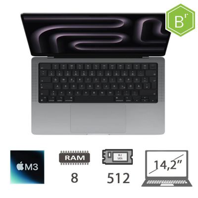 MBP 14,2 (2023)M3-8C/8/512/10C GPU/SG/2Y - B [009628PCR-EU]