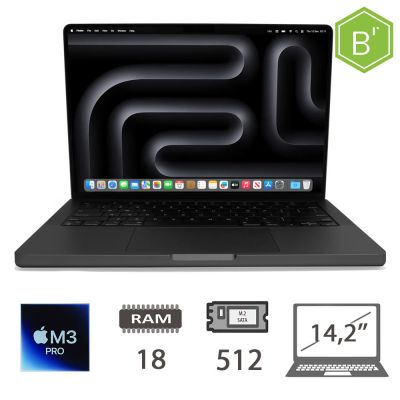 MBP 14,2 (2023)M3 PRO-11C/18/512/14C GPU/SB/2Y - B [009770PCR-EU]