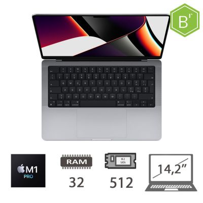 MBP 14,2 (2021)M1 PRO-8C/32/512/14C GPU/SG/2Y - B [009796PCR-EU]
