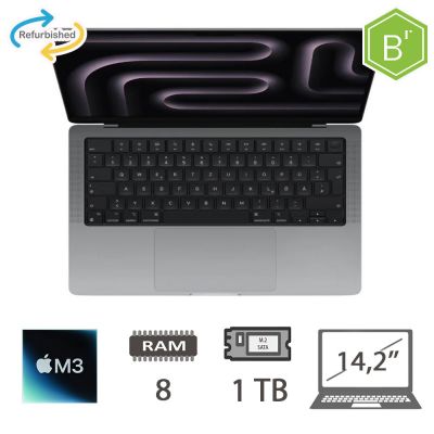 MBP 14,2 (2023)M3-8C/8/1TB/10C GPU/SG/2Y - B [010036PCR-EU]