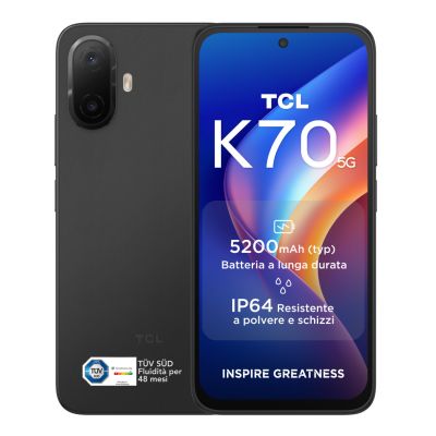 TCL K70 5G 17,3 cm (6.8") Doppia SIM Android 16.0 USB tipo-C 4 GB 128 GB 5200 mAh Nero [0169080274]
