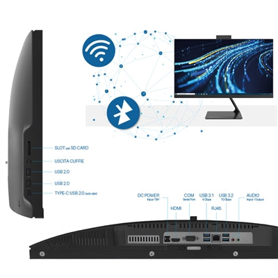 Barebone PC All in One 23.8"ATLANTIS A25-Z24-B Full HD-NERO-6xUSB, supp.CPU i3/i5/i7 12a/13a gen., webcam 5Mp (NO: CPU/SSD/RAM) [A25-Z24-B]