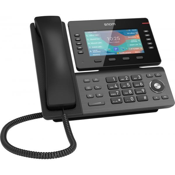 Snom D865 Desk IP Phone: 12 SIP identities, colour display 5", IPv6, 2 x 1 Gbit RJ45-8P8C Ethernet port, PoE, 10 physical keys, 36 BLF (four pages), WIFI and Bluetooth 5.0 integrated [00004536]