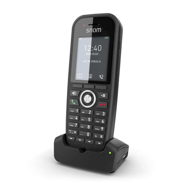 Snom M30 DECT handset for DoubleCell M400 e M900. B/W screen, 22 hours in conversation, rugged, integrated belt clip [00004607]