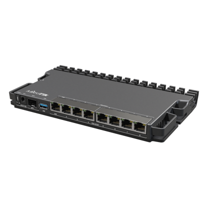 MikroTik RouterBORD 5009UPr+S+IN with Marvell Armada ARMv8 CPU (4-cores, 1.4GHz per core), 1GB of DDR4 RAM, 1GB NAND storage, 1x 2.5Gbit LAN (802.3af/at PoE-out and POE-in), 7x 1Gbit LAN (802.3af/at P [RB5009UPr+S+IN]