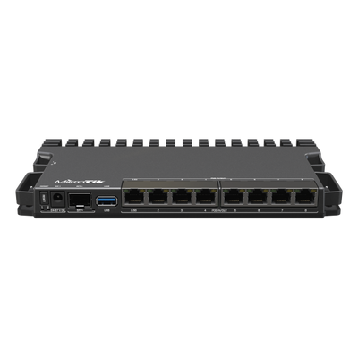 MikroTik RouterBORD 5009UPr+S+IN with Marvell Armada ARMv8 CPU (4-cores, 1.4GHz per core), 1GB of DDR4 RAM, 1GB NAND storage, 1x 2.5Gbit LAN (802.3af/at PoE-out and POE-in), 7x 1Gbit LAN (802.3af/at P [RB5009UPr+S+IN]