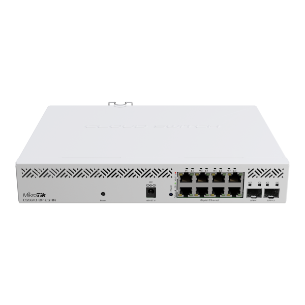 MikroTik, Cloud Smart Switch 610-8P-2S+IN with 8 x Gigabit 802.3af/at PoE-out ports, 2 x SFP+ cages, SwOS, desktop case, PSU [CSS610-8P-2S+IN]