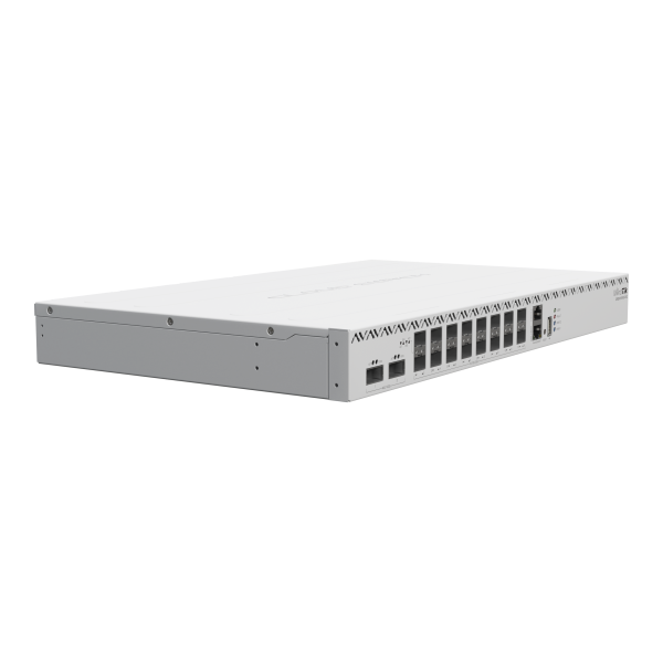 MikroTik, Cloud Router Switch 518-16XS-2XQ-RM with QCA9531 750 MHz CPU, 64 MB RAM, 98DX8525 switch chip, 2 x 100G QSFP28 ports, 16x 25G SFP28 ports, 1 x 100Mbit Eth port for management, USB type A, Ro [CRS518-16XS-2XQ-RM]