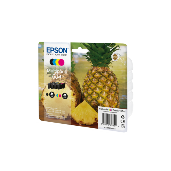 EPSON CARTUCCIA 604 MULTIPACK INKJET SERIE ANANAS 4 COLORI FORMATO STD [C13T10G64010]