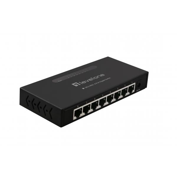 Level One 8-Port Gigabit Switch-Metal Case-Shielded Port-Magnet included [GEU-0822]
