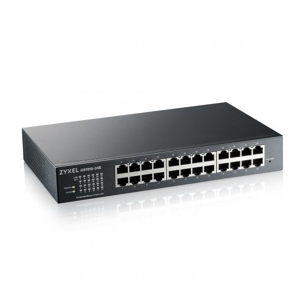 Zyxel GS1915-24E - 24-port GbE Smart Switch - hybrid mode - standalone or NebulaFlex Cloud - rackmount - fanless [GS1915-24E-EU0101F]