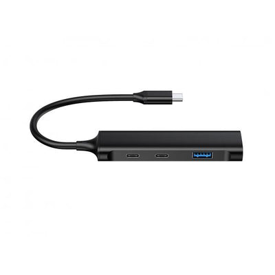 Conceptronic 4-Port USB 3.0 Hub - 2 USB-C & 2 USB-A ports - aluminum case - USB-C connector [HUBBIES12B]