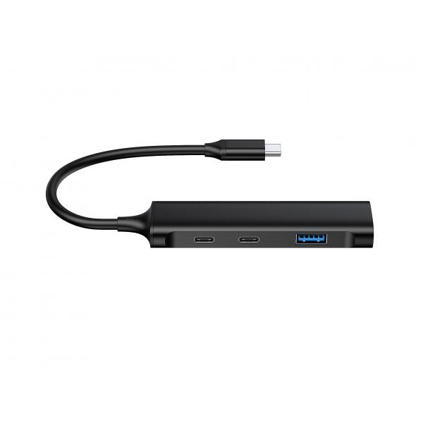 Conceptronic 4-Port USB 3.0 Hub - 2 USB-C & 2 USB-A ports - aluminum case - USB-C connector [HUBBIES12B]