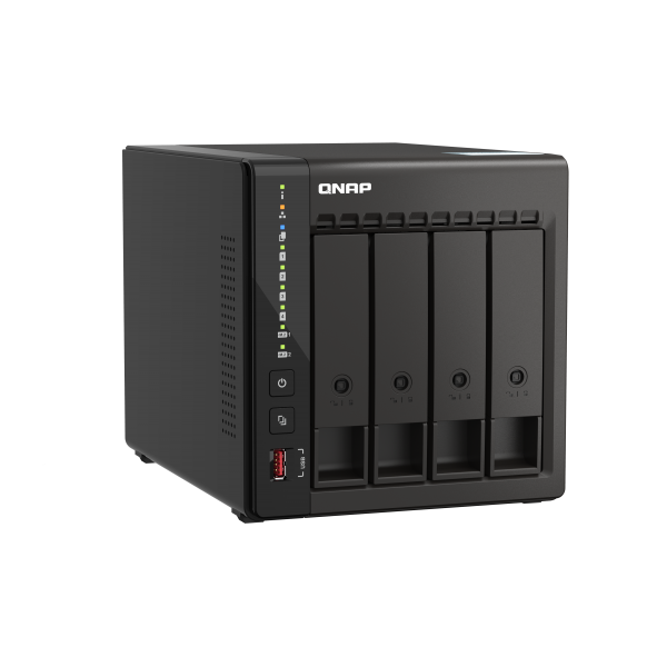 QNAP NAS - 4-bay desktop NAS, Intel Celeron J6412 4C 2.0GHz, burst 2.6GHz, onboard 8GB RAM, 2 x HDMI 1.4b, 2x M.2 2280 PCIe slots, 2x 2.5GbE, 2x USB 3.2 Gen2 Type A, 2x USB 2.0, long term supply up to [TS-453E-8G]