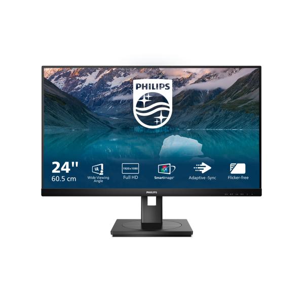 PHILIPS MONITOR 23,8 WLED VA 16:9 FHD 4MS, VGA/DVI/DP/HDMI, HUB USB, PIVOT, MULTIMEDIALE [242S9JML]